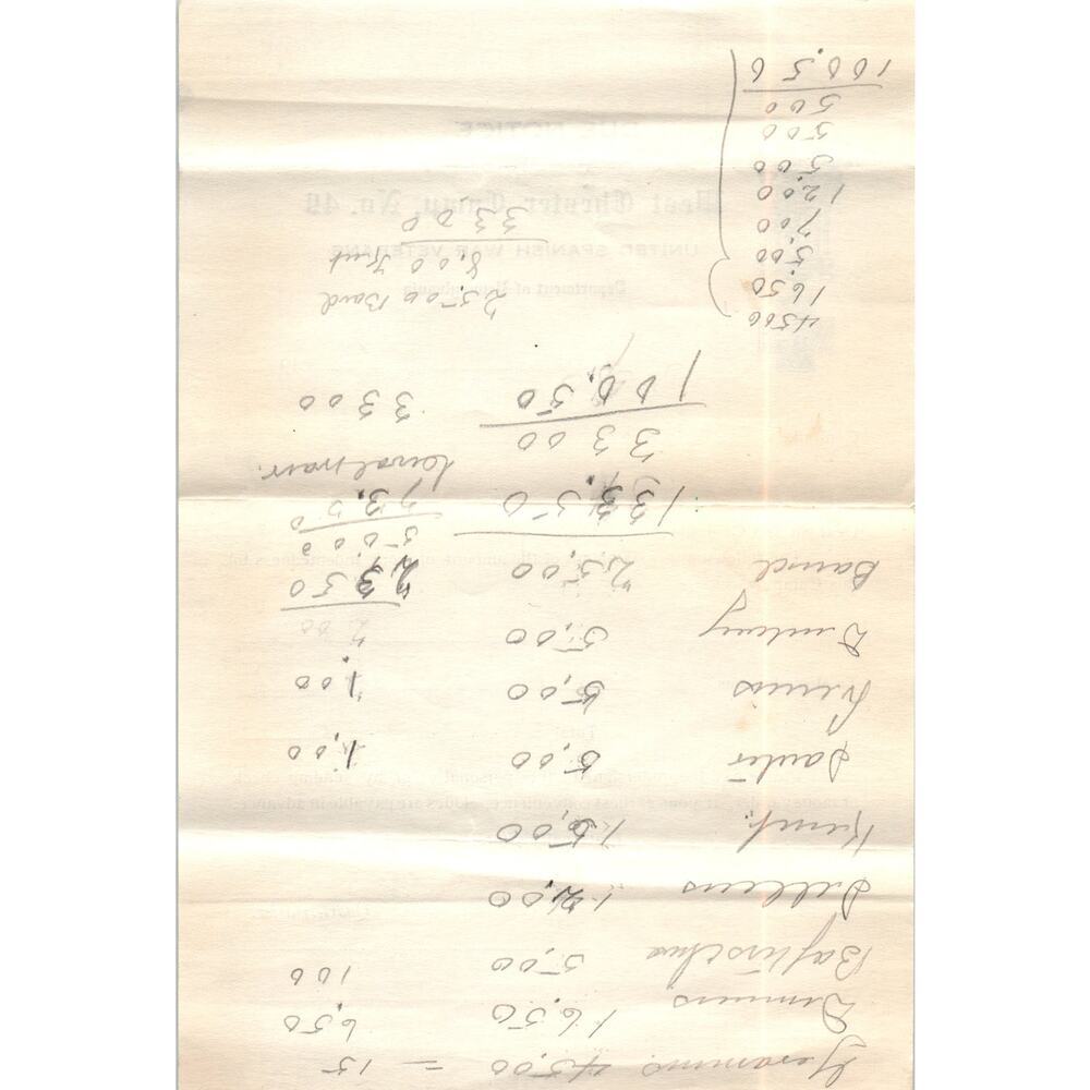 Antique United Spanish War Veterans West Chester Camp 49 Blank Due Notice AB6OD1 - Picture 2 of 2